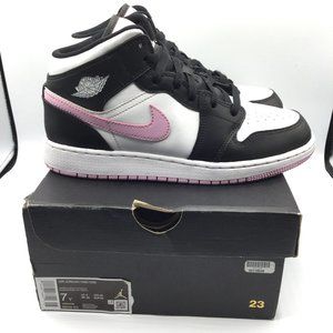 Air Jordan 1 MID (GS) White Black Light Arctic Pink Size 7Y Womens Size 8.5